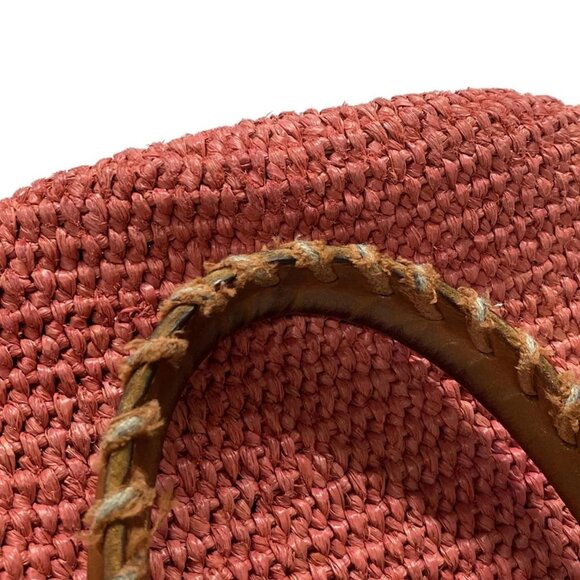 Auth BALENCIAGA - 236741 Red Brown Straw Leather Tote Bag - Picture 11 of 16